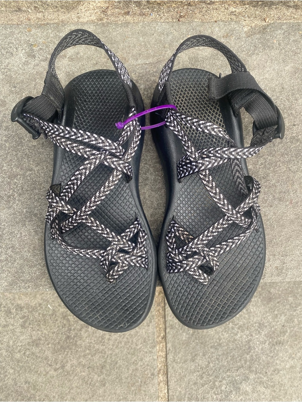 Chaco’s Women's 8 Black Gray & White Strap Outdoor Sandals